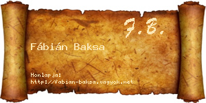Fábián Baksa névjegykártya